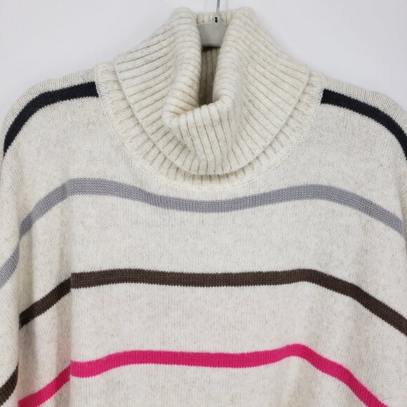 3/$25 LOFT Striped Turtleneck Poncho Sweater XS / S Women's Pullover Cream Pink - Picture 7 of 7